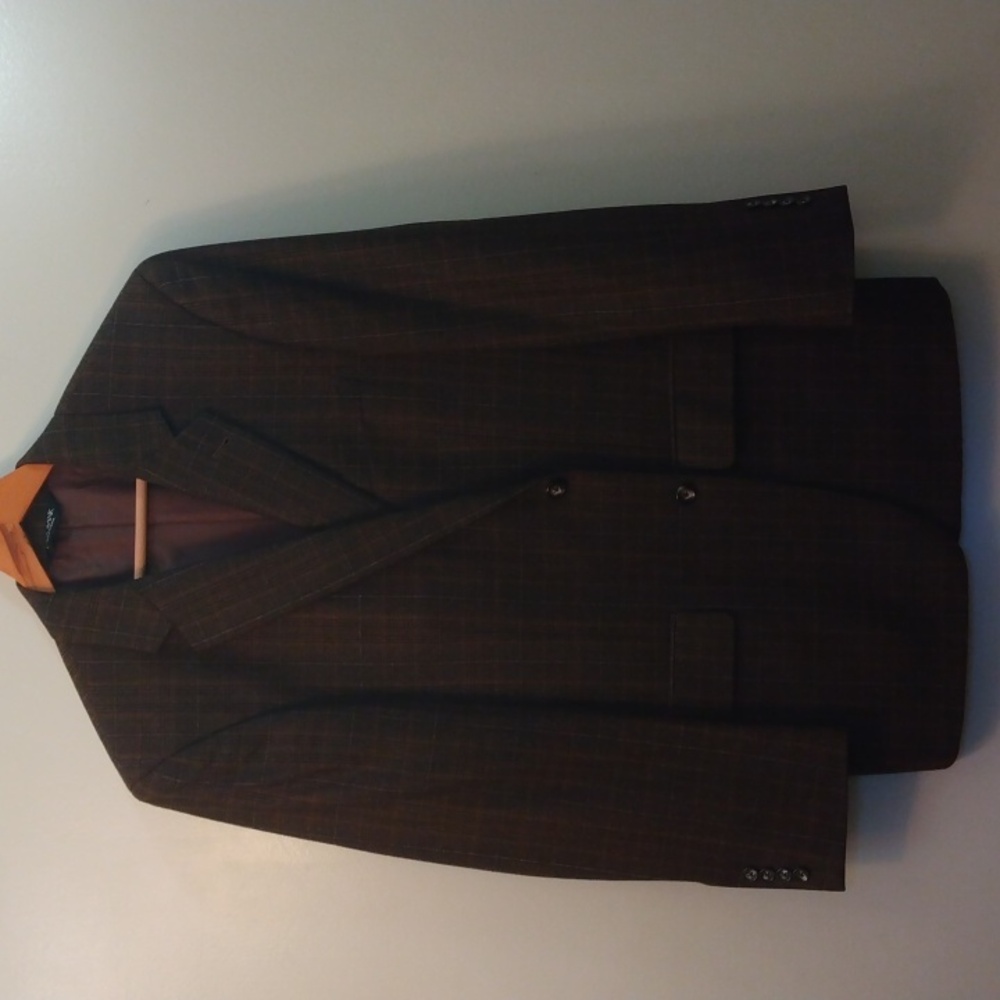 Jos. A. Bank Signature Collection Brown Wool Plaid/Glen Check Sport Jacket 42R - Picture 10 of 14